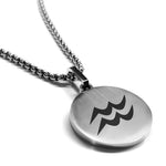 Stainless Steel Astrology Aquarius (Water Bearer) Sign Round Medallion Pendant