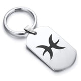 Stainless Steel Astrology Pisces (Two Fishes) Sign Dog Tag Keychain - Comfort Zone Studios