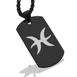 Stainless Steel Astrology Pisces (Two Fishes) Sign Dog Tag Pendant - Comfort Zone Studios