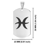 Stainless Steel Astrology Pisces (Two Fishes) Sign Dog Tag Keychain - Comfort Zone Studios