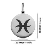 Stainless Steel Astrology Pisces (Two Fishes) Sign Round Medallion Keychain