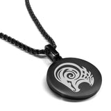 Stainless Steel Tribal Aries Zodiac (Ram) Round Medallion Pendant