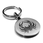 Stainless Steel Tribal Cancer Zodiac (Crab) Round Medallion Keychain