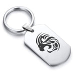 Stainless Steel Tribal Leo Zodiac (Lion) Dog Tag Keychain - Comfort Zone Studios