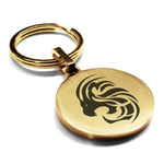 Stainless Steel Tribal Leo Zodiac (Lion) Round Medallion Keychain