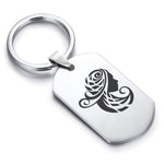 Stainless Steel Tribal Virgo Zodiac (Maiden) Dog Tag Keychain - Comfort Zone Studios