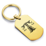 Stainless Steel Tribal Libra Zodiac (Scales) Dog Tag Keychain - Comfort Zone Studios