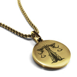 Stainless Steel Tribal Libra Zodiac (Scales) Round Medallion Pendant