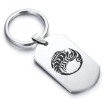 Stainless Steel Tribal Scorpio Zodiac (Scorpion) Dog Tag Keychain - Comfort Zone Studios