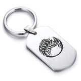 Stainless Steel Tribal Scorpio Zodiac (Scorpion) Dog Tag Keychain - Comfort Zone Studios