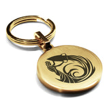 Stainless Steel Tribal Aquarius Zodiac (Water Bearer) Round Medallion Keychain